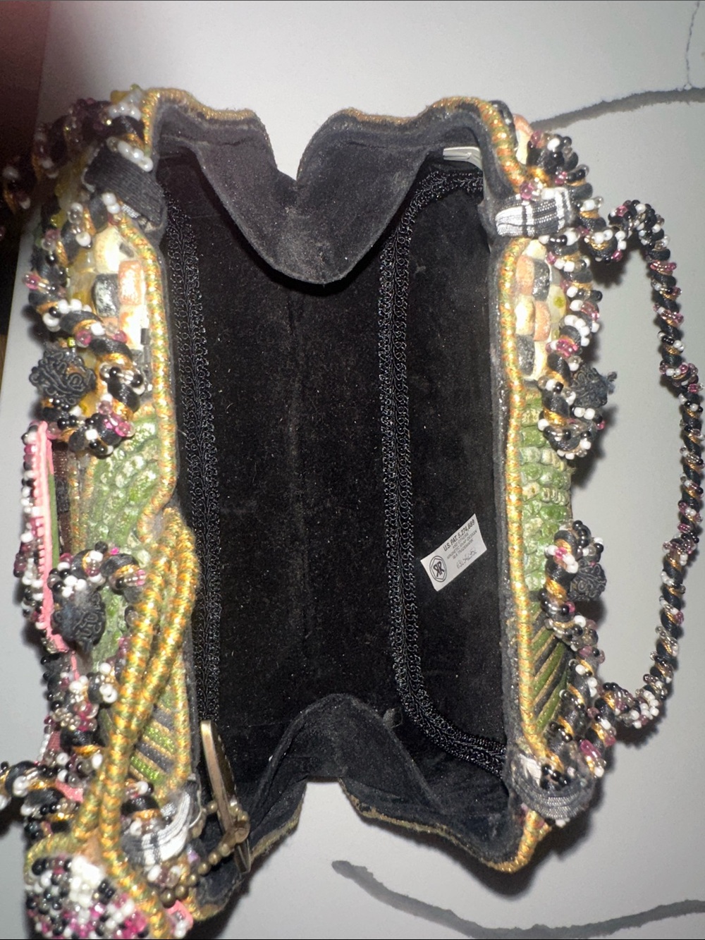 Mary Frances Pink Floral Beaded Mini Bag with Green Accents - Picture 8 of 8